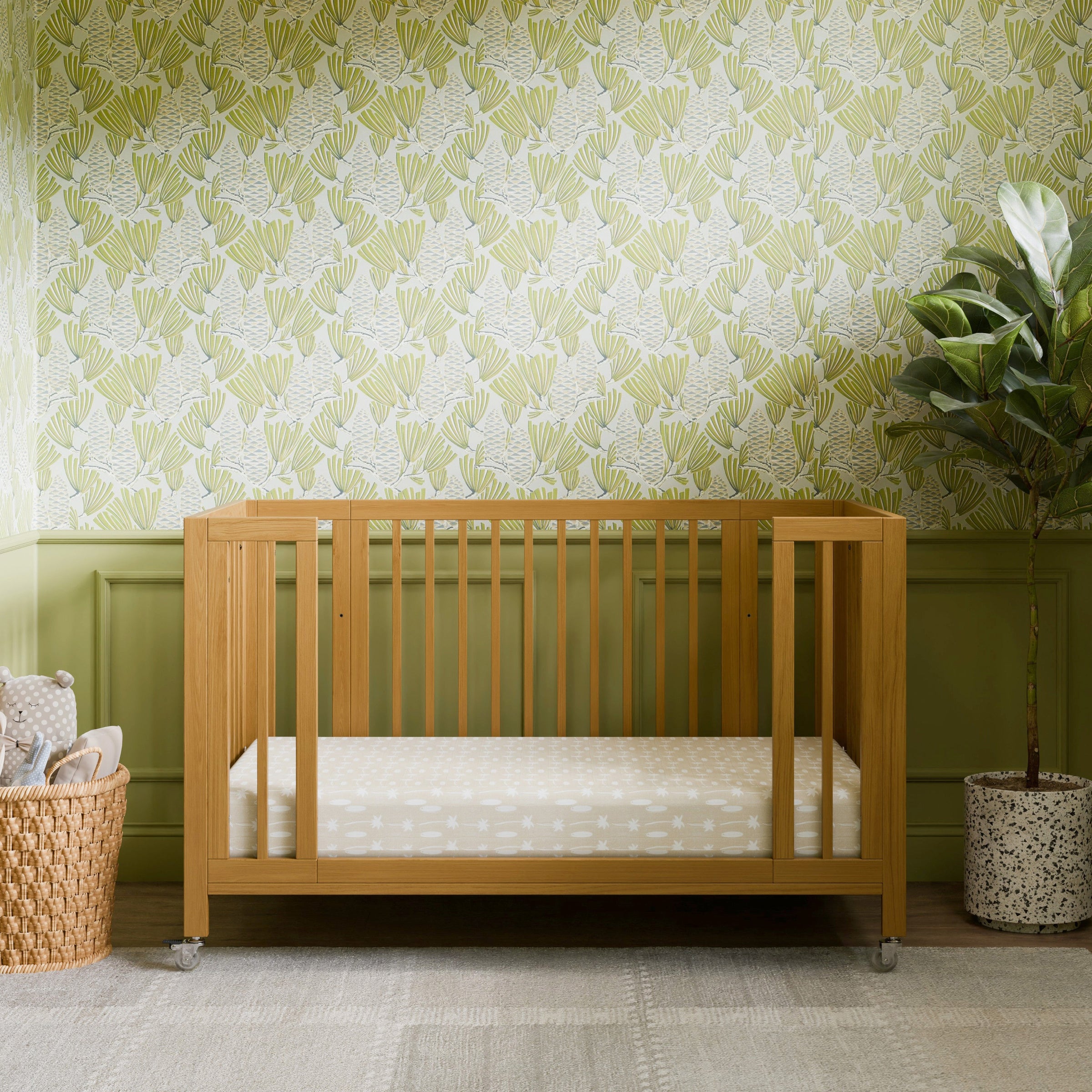 M30880HY,Rolli 9-in-1 Convertible All-Stages?? Crib w/ Bassinet & Toddler Bed Kits in Honey