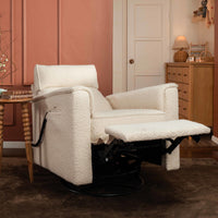 M17183PWB,Willa Deluxe Power Glider Recliner w/Heat&Massage in Performance Ivory Boucle