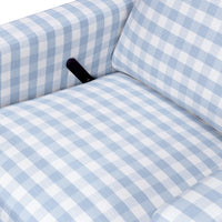 M22287BGHLB,Crewe Recliner and Swivel Glider in Blue Gingham with Light Wood Base