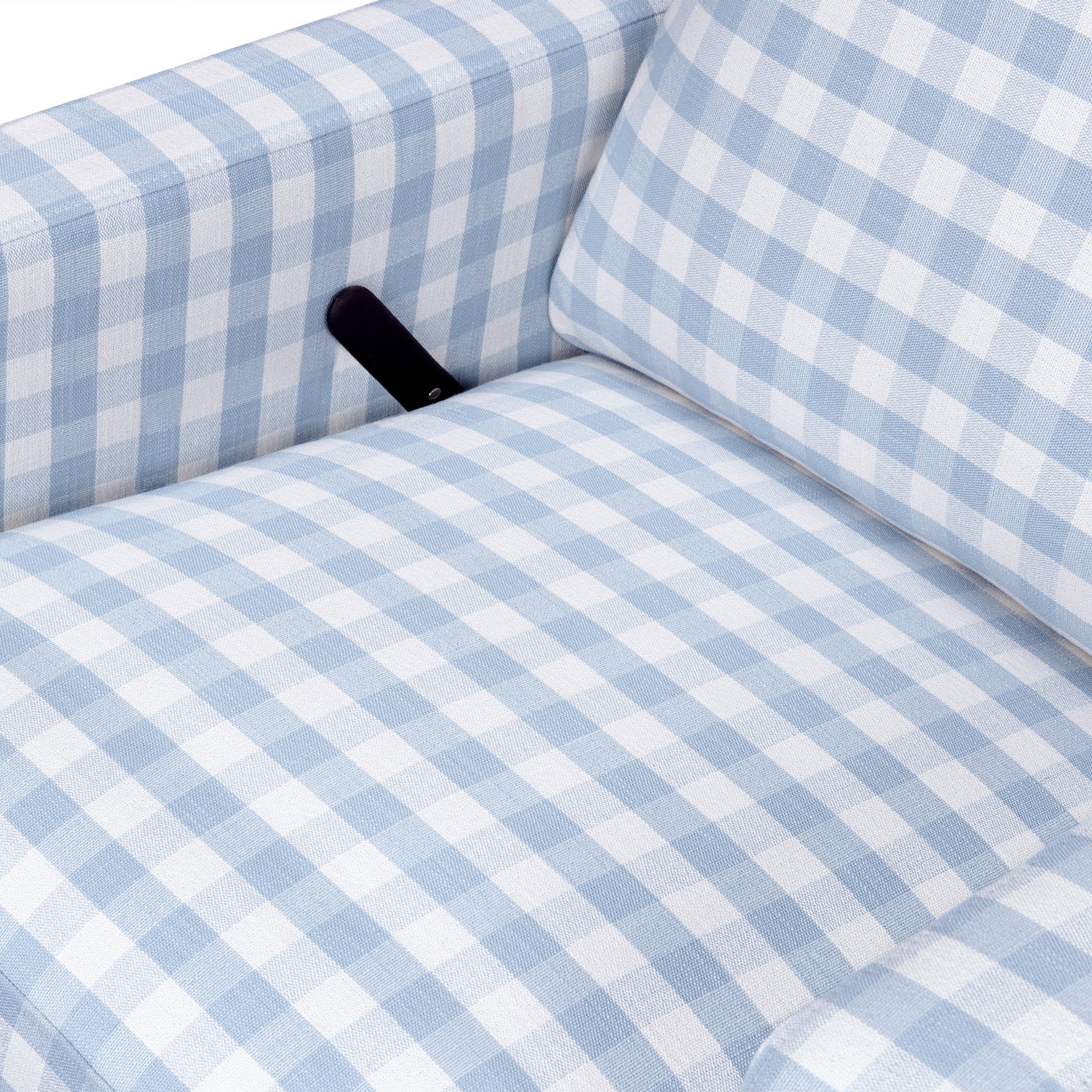 M22287BGHLB,Crewe Recliner and Swivel Glider in Blue Gingham with Light Wood Base