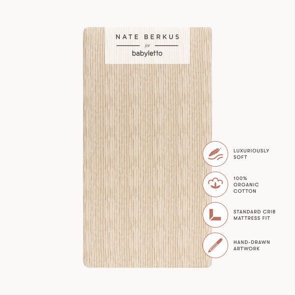 T34335AS,Nate Berkus x Babyletto Crib Sheet in Autumn Stripe