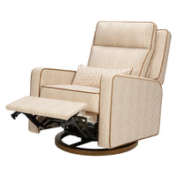 M23082BSCTB,Nate Berkus x Babyletto Sigi Pro Power Recliner in Perf Bronze Stripe Eco-Crossweave w/Toffee Base