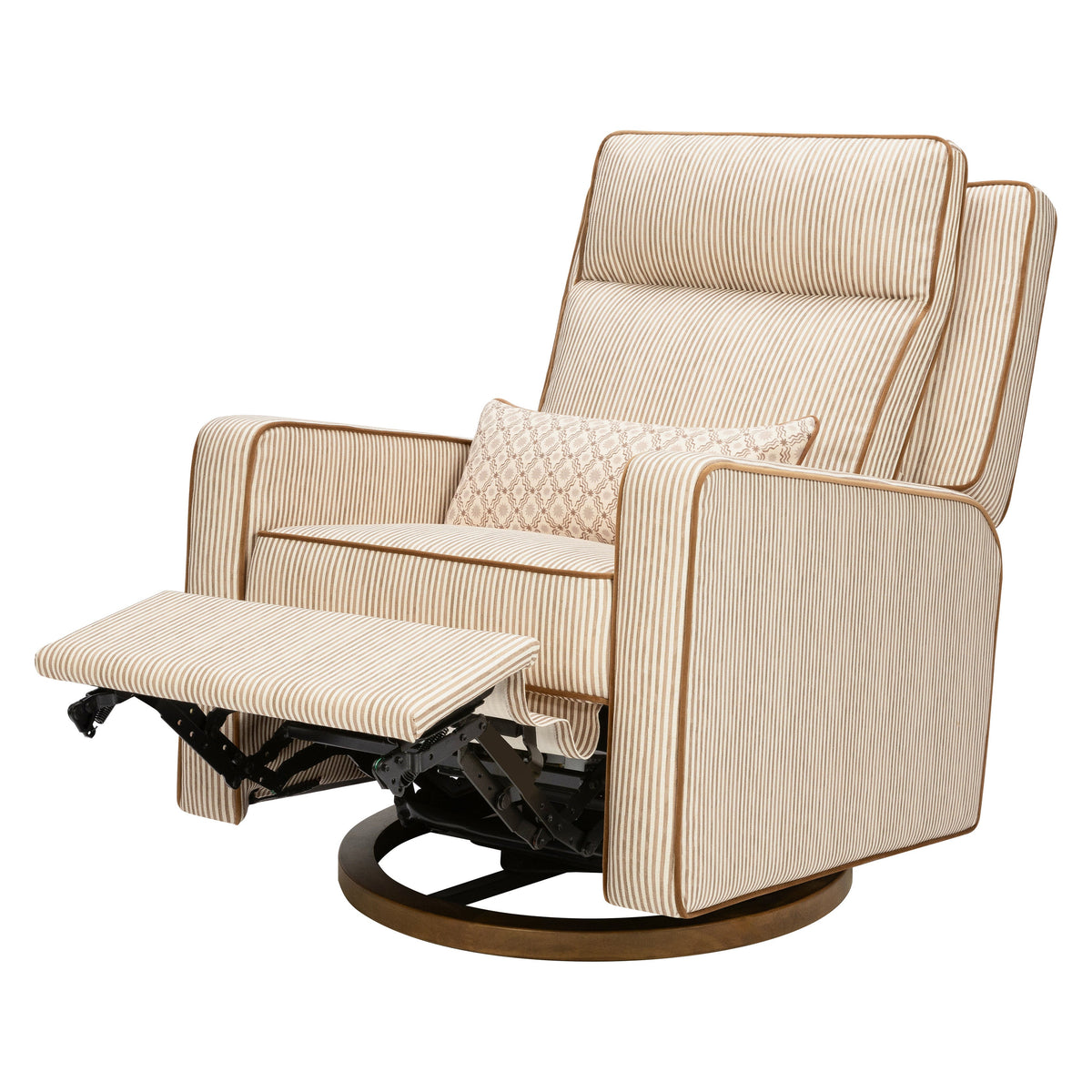 M23082BSCTB,Nate Berkus x Babyletto Sigi Pro Power Recliner in Perf Bronze Stripe Eco-Crossweave w/Toffee Base