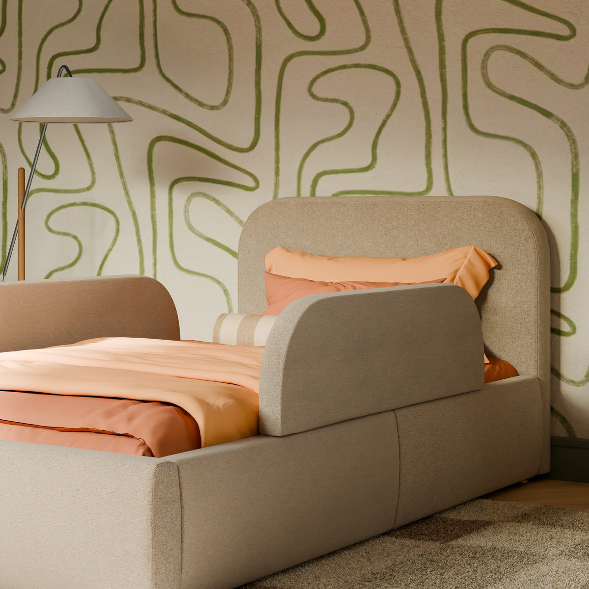 M32099PBEW,Upholstered Twin/Full Bed Guardrails in Performance Beach Eco-Weave