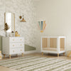 M9098WN,Lolly 4-in-1 Convertible Mini Crib and Twin Bed w/Toddler Bed Conversion Kit in White/Natural