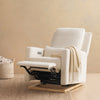 M23085WBLB,Sigi Glider Recliner w/ Electronic Control and USB in Ivory Boucle w/ Light Wood Base
