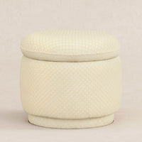 M22985IVC,Enoki Storage Ottoman in Ivory Velvet Checker