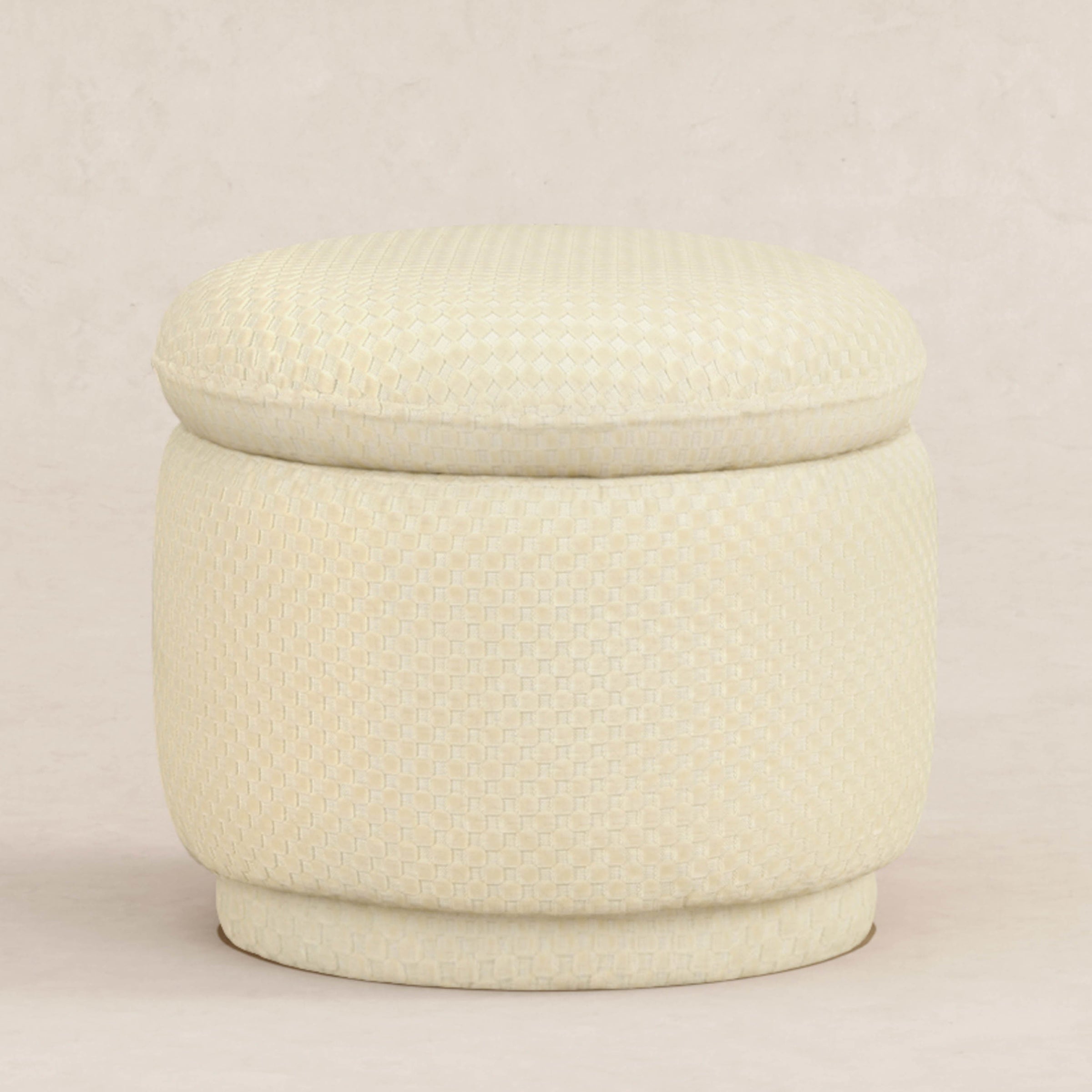 M22985IVC,Enoki Storage Ottoman in Ivory Velvet Checker