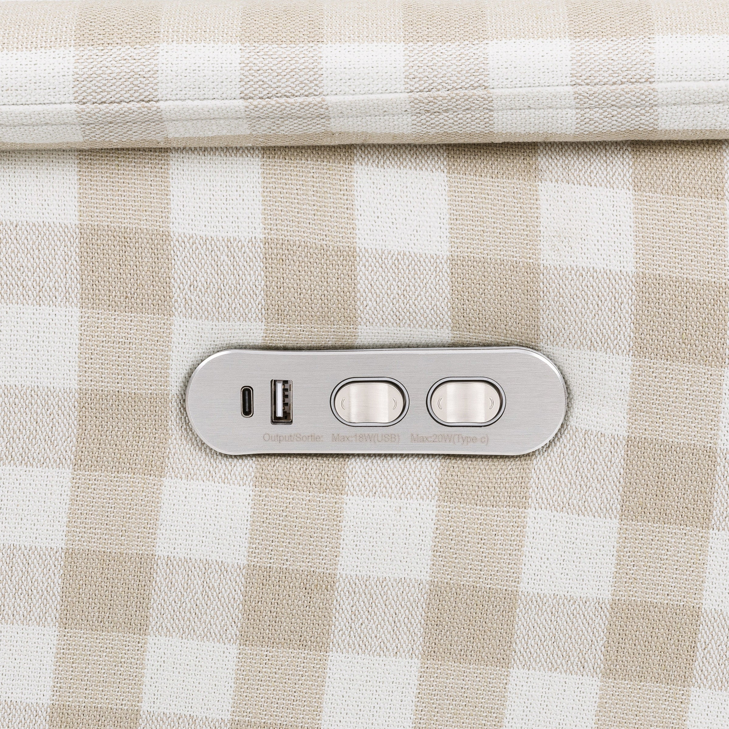 M17186TGH,Willa Plus Power Glider Recliner w/ Power Headrest in Tan Gingham