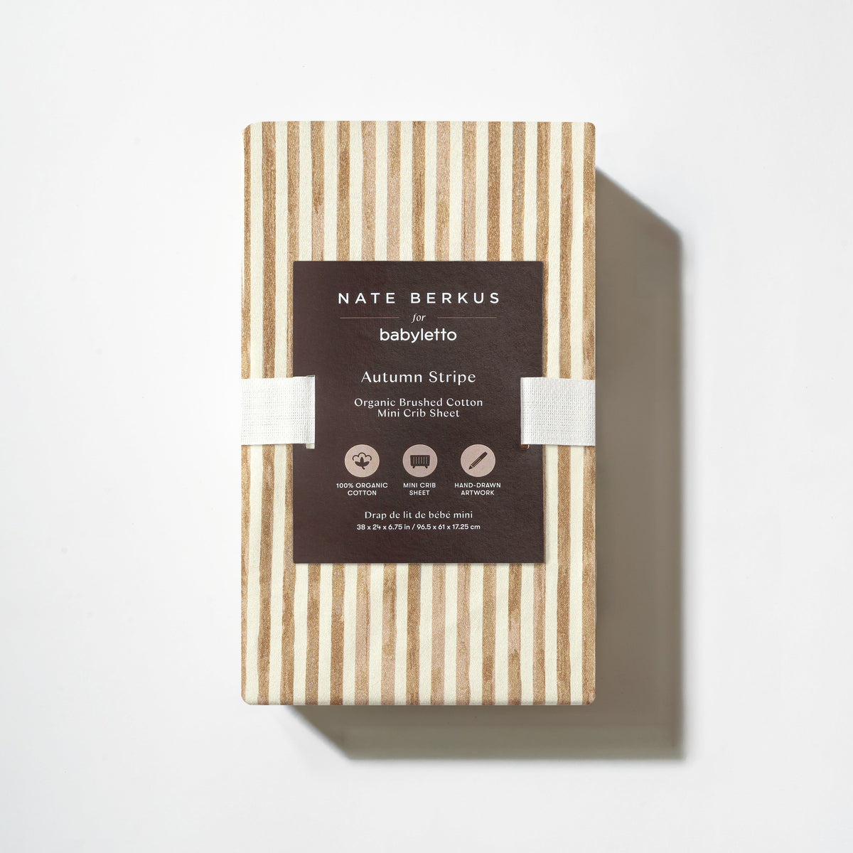 T34336AS,Nate Berkus x Babyletto Mini Crib Sheet in Autumn Stripe