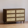 M23716NLBC,Marin with Cane 6 Drawer Assembled Dresser in Natural Walnut and Blonde Cane