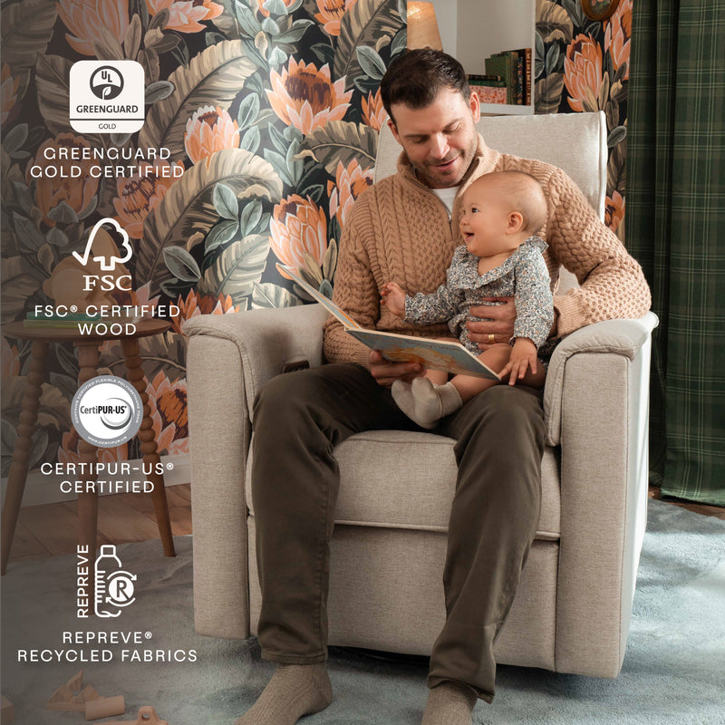 M17183PBEW,Willa Deluxe Power Glider Recliner w/Heat&Massage in Performance Beach Eco-Weave