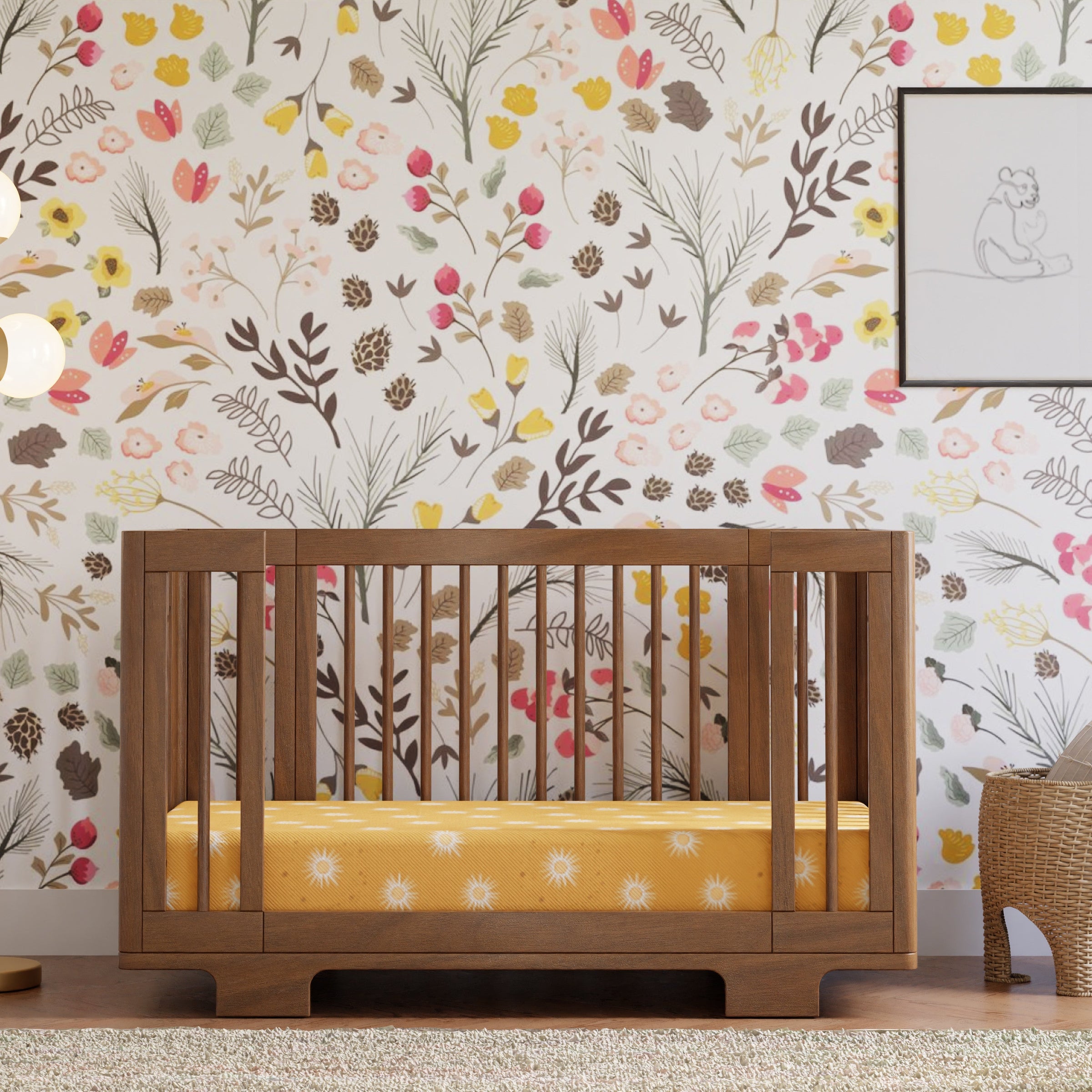 M23401NL,Yuzu 8-in-1 Convertible Crib w/All-Stages Conversion Kits in Natural Walnut