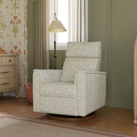 M17186MADB,Willa Plus Power Glider Recliner w/ Power Headrest in Mallow in Ash w/ Dark Wood Base