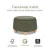 M30985POBHF,Tuffet Storage Ottoman in Performance Olive Boucle w/Honey Ball Feet