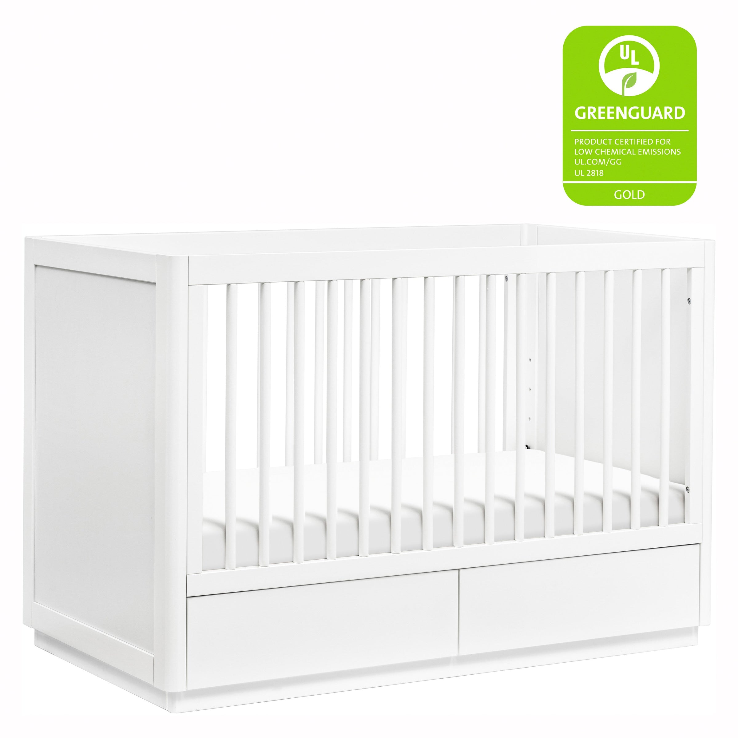 M21601W,Bento 3-in-1 Convertible Storage Crib w/Toddler Bed Conversion Kit in White