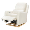 M23085CMSGLB,Sigi Glider Recliner w/ Electronic Control and USB in Cream Shearling w/Light Wood Base