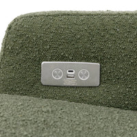 M22286OBLB,Crewe Electronic Swivel Glider Recliner in Olive Boucle w/Light Wood Base