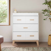 M5823WNX,Scoot 3-Drawer Changer Dresser in White/Washed Natural Finish