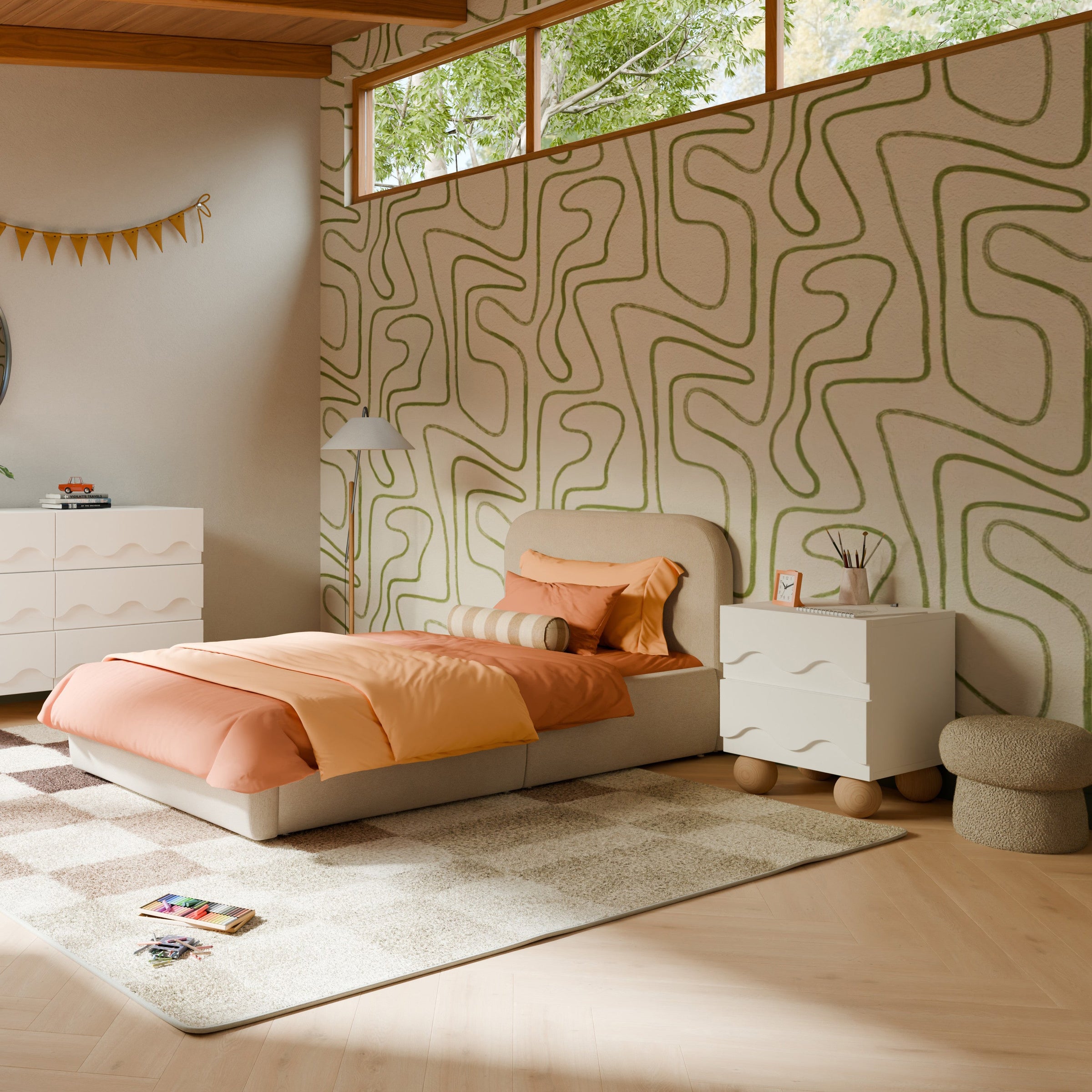 M31585LT,Mini Mushroom Pouf in Latte Teddy Loop