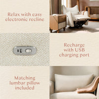 M34288PSWTB,Nate Berkus x Babyletto Westham Power Recliner in Performance Powder Slub Weave w/Toffee Base