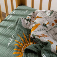 T27135,Ocean Waves Muslin Crib Sheet in GOTS Certified Organic Cotton