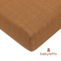 T29535BTS,Burnt Sienna Muslin Crib Sheet in GOTS Certified Organic Cotton