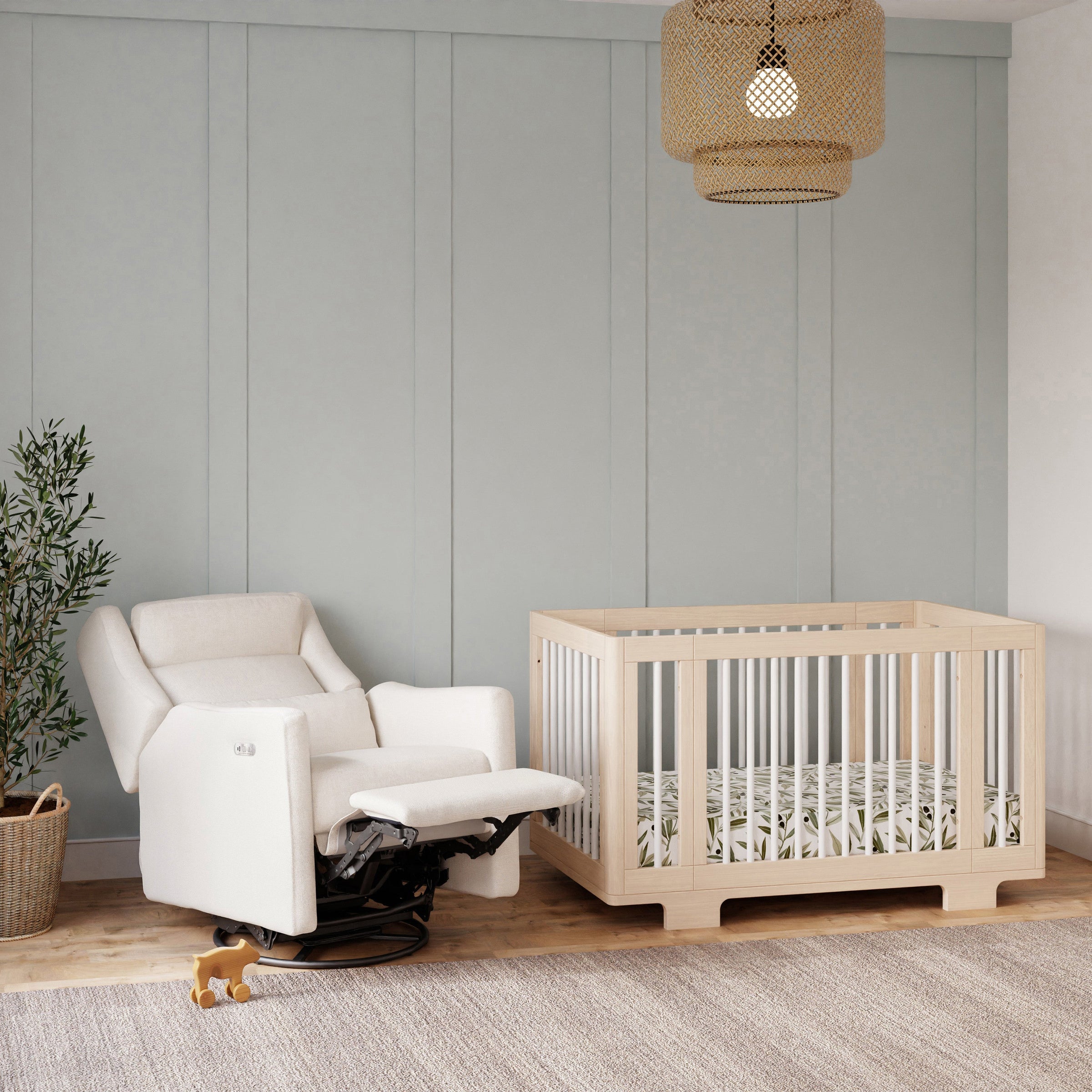 M11286PCMEW,Kiwi Plus Power Glider Recliner w/ Power Headrest in Performance Cream Eco-Weave