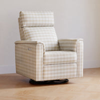 M17182TGH,Willa Pro Power Glider Recliner w/ Power Lumbar in Tan Gingham