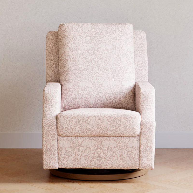M22287PBRRDB,Crewe Recliner and Swivel Glider in Pure Brer Rabbit in Rose w/Dark Wood Base