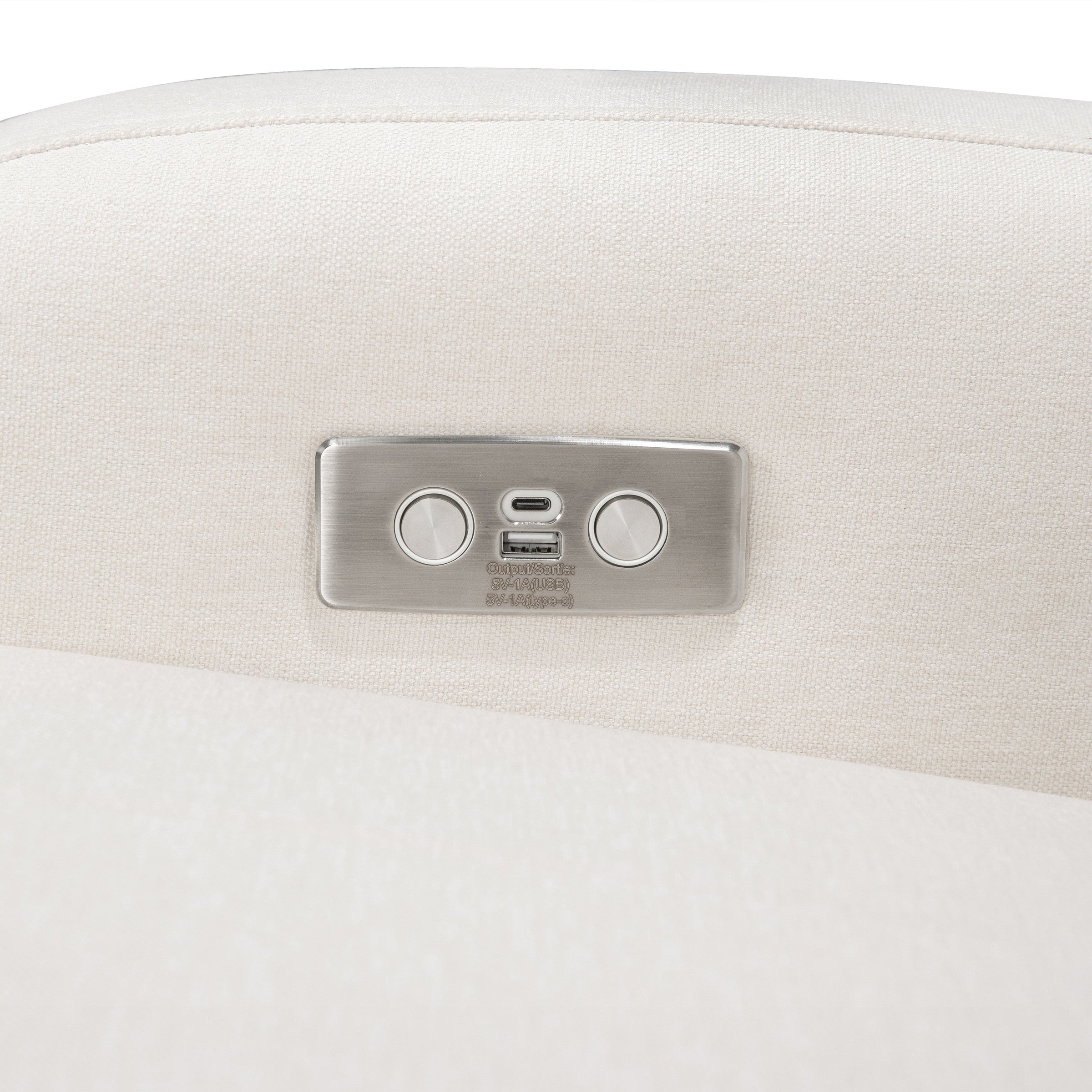 M23188PCMEWLB,Nami Glider Recliner w/ Electronic Control and USB in Performance Cream Eco-Weave w/Light wood base