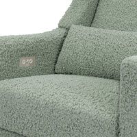 M11288STLB,Kiwi Glider Recliner w/ Electronic Control and USB in Sage Teddy Loop w/ Light Wood Base