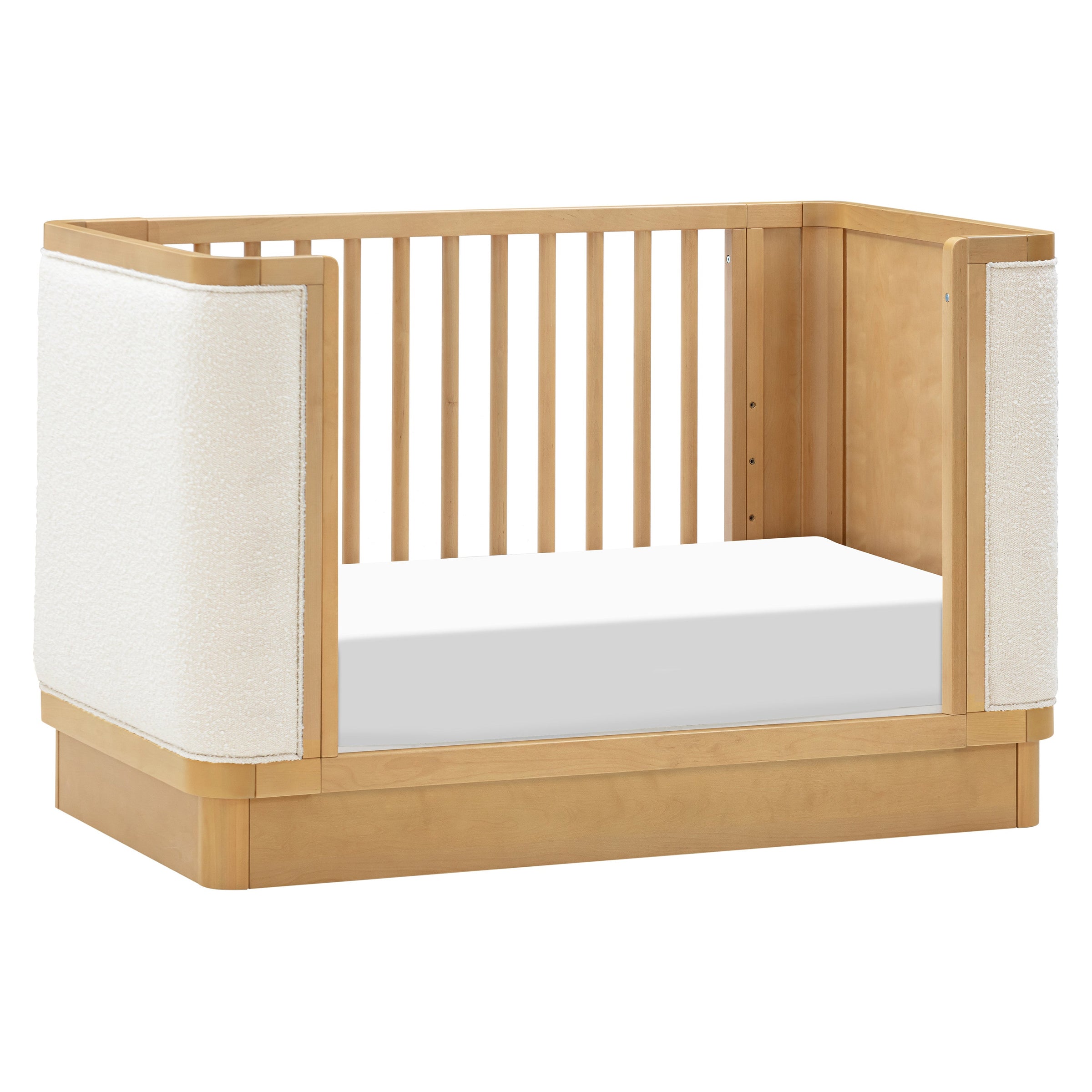 M26201HYWB,Bondi Boucle 4-in-1 Convertible Crib w/ Toddler Bed Kit in Honey with Ivory Boucle