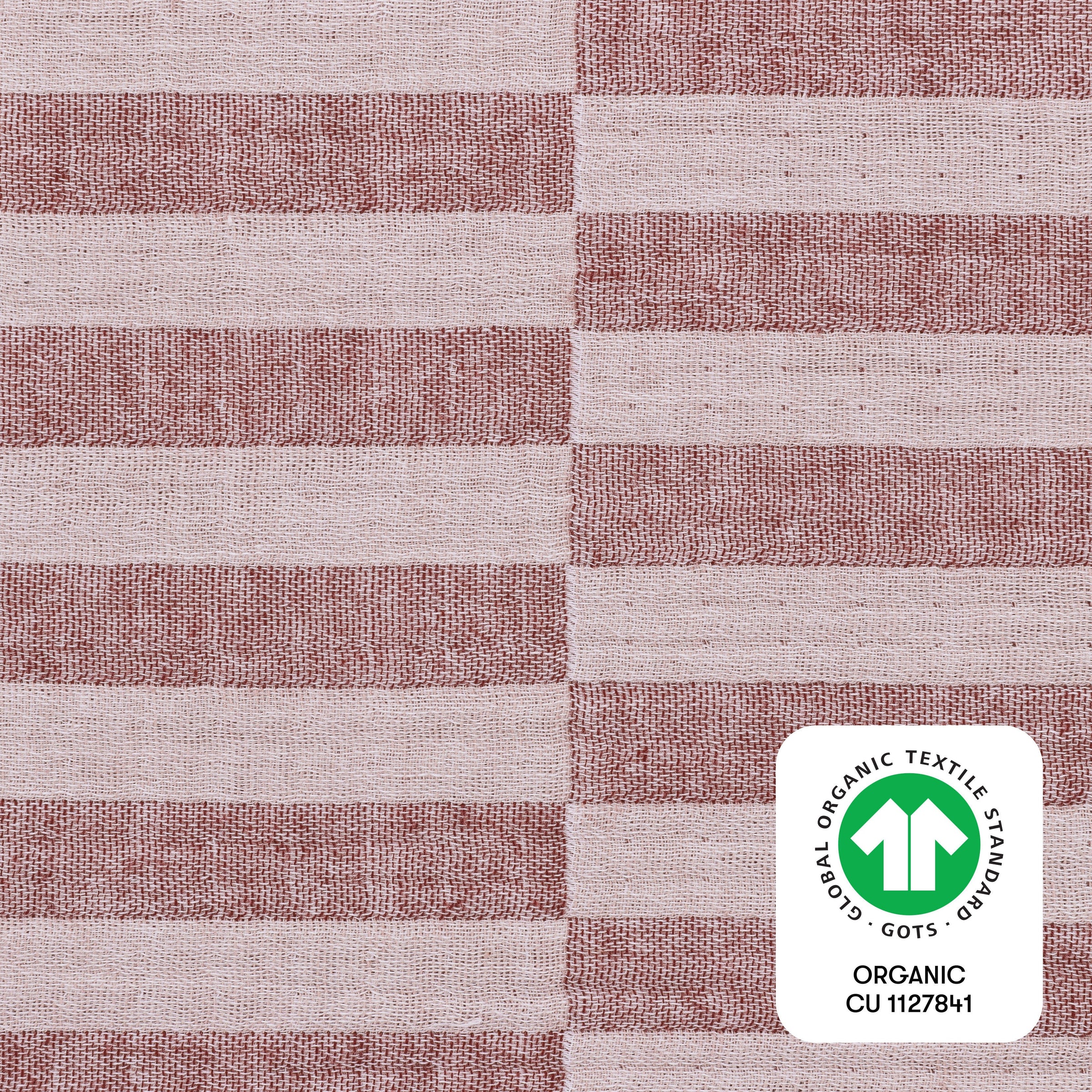 T30436,Maroon Stripe Muslin Mini Crib Sheet in GOTS Certified Organic Cotton