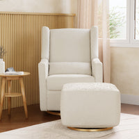 M26385WBG,Kiwi Gliding Ottoman in Ivory Boucle w/ Gold Base