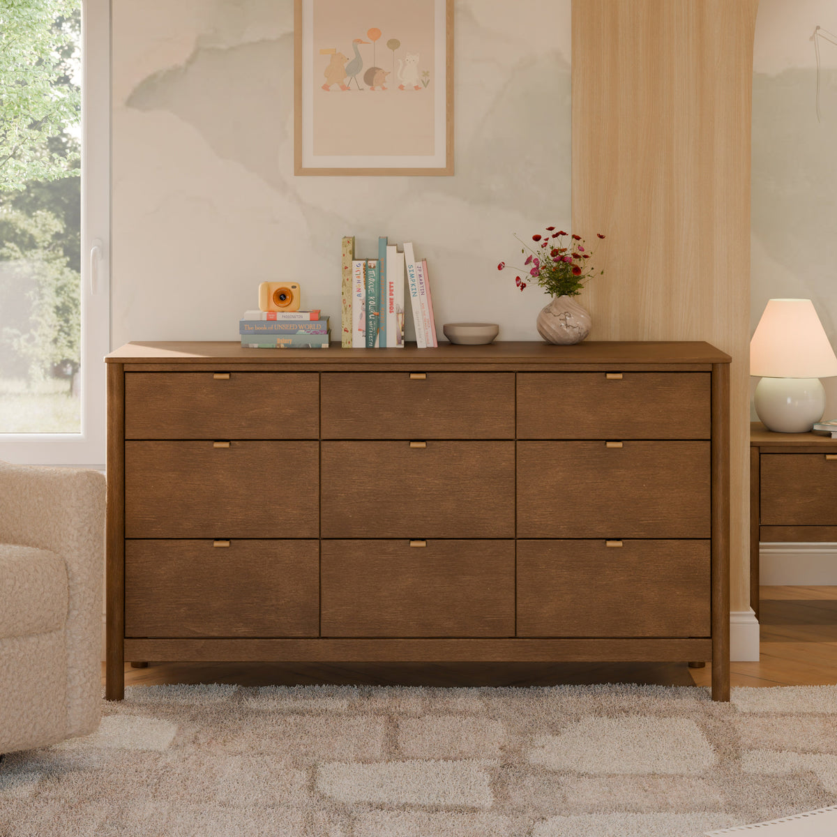 M25928NL,Bondi 9-Drawer Assembled Dresser in Natural Walnut