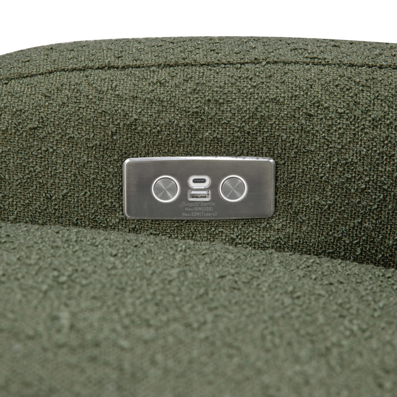 M23188OBLB,Nami Glider Recliner w/ Electronic Control and USB in Olive Boucle w/Light Wood Base