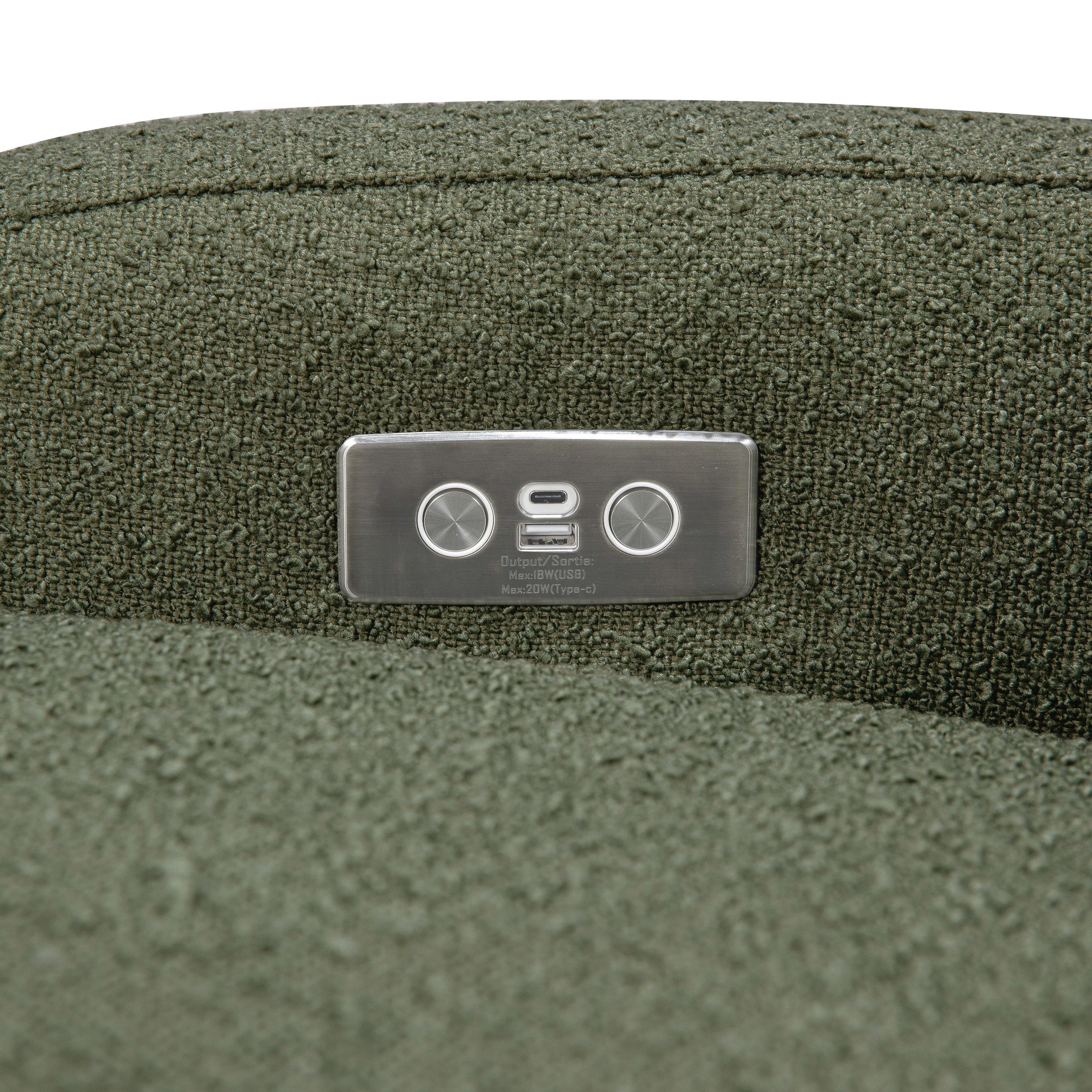 M23188OBLB,Nami Glider Recliner w/ Electronic Control and USB in Olive Boucle w/Light Wood Base