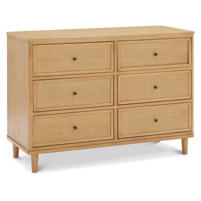 M23716HYHC,Marin with Cane 6 Drawer Assembled Dresser in Honey and Honey Cane