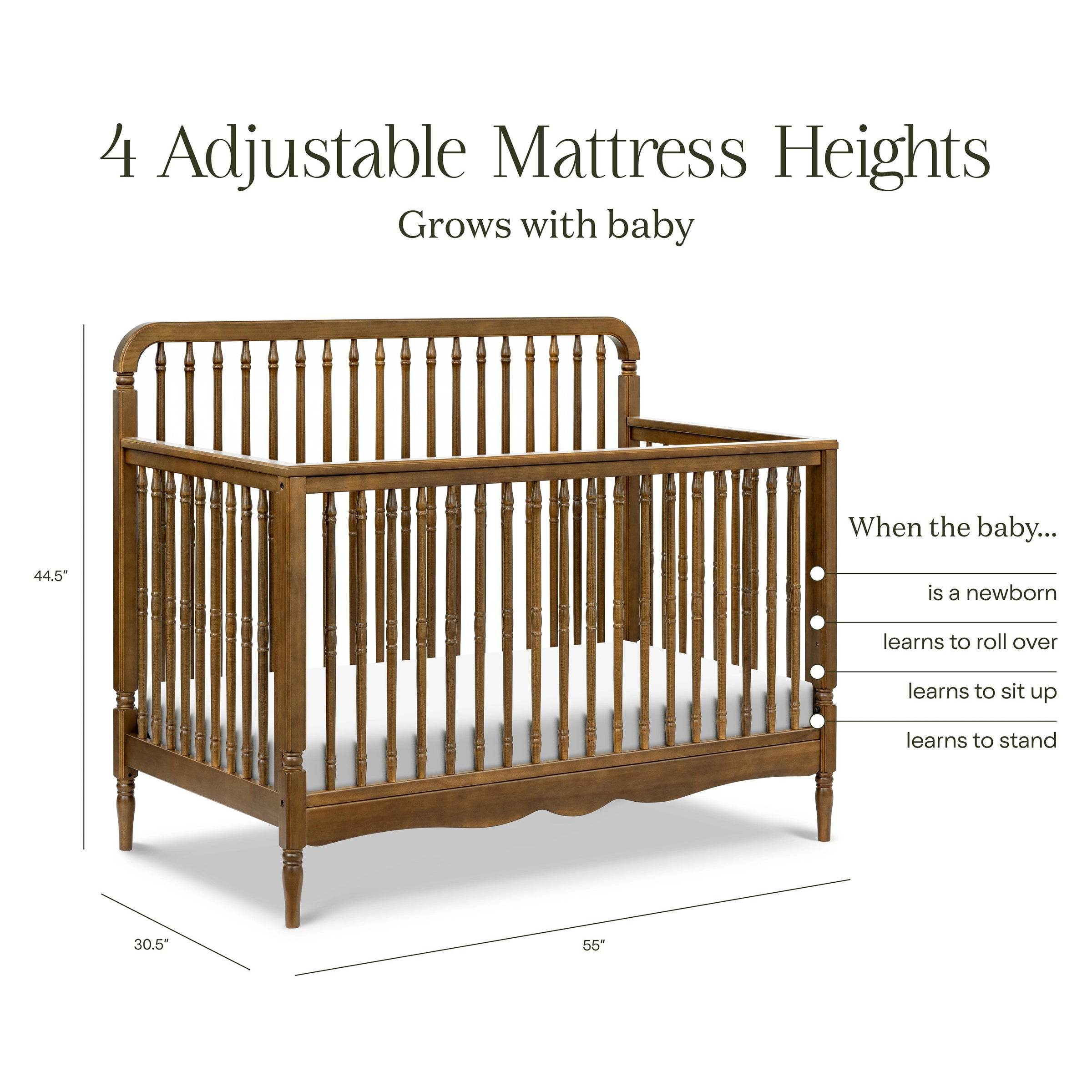 M7141NL,Liberty 4-in-1 Convertible Spindle Crib in Natural Walnut