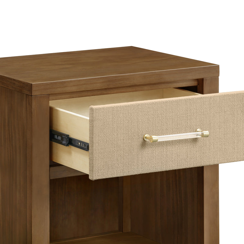 M24860NLPSEW,Eloise Nightstand  Assembled in Natural Walnut & Performance Sand Eco-Weave