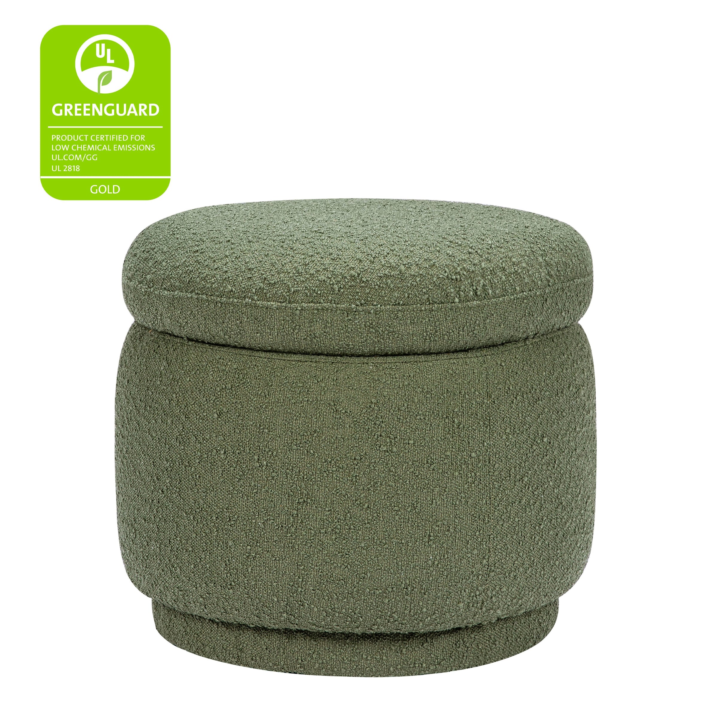 M22985OB,Enoki Storage Ottoman in Olive Boucle