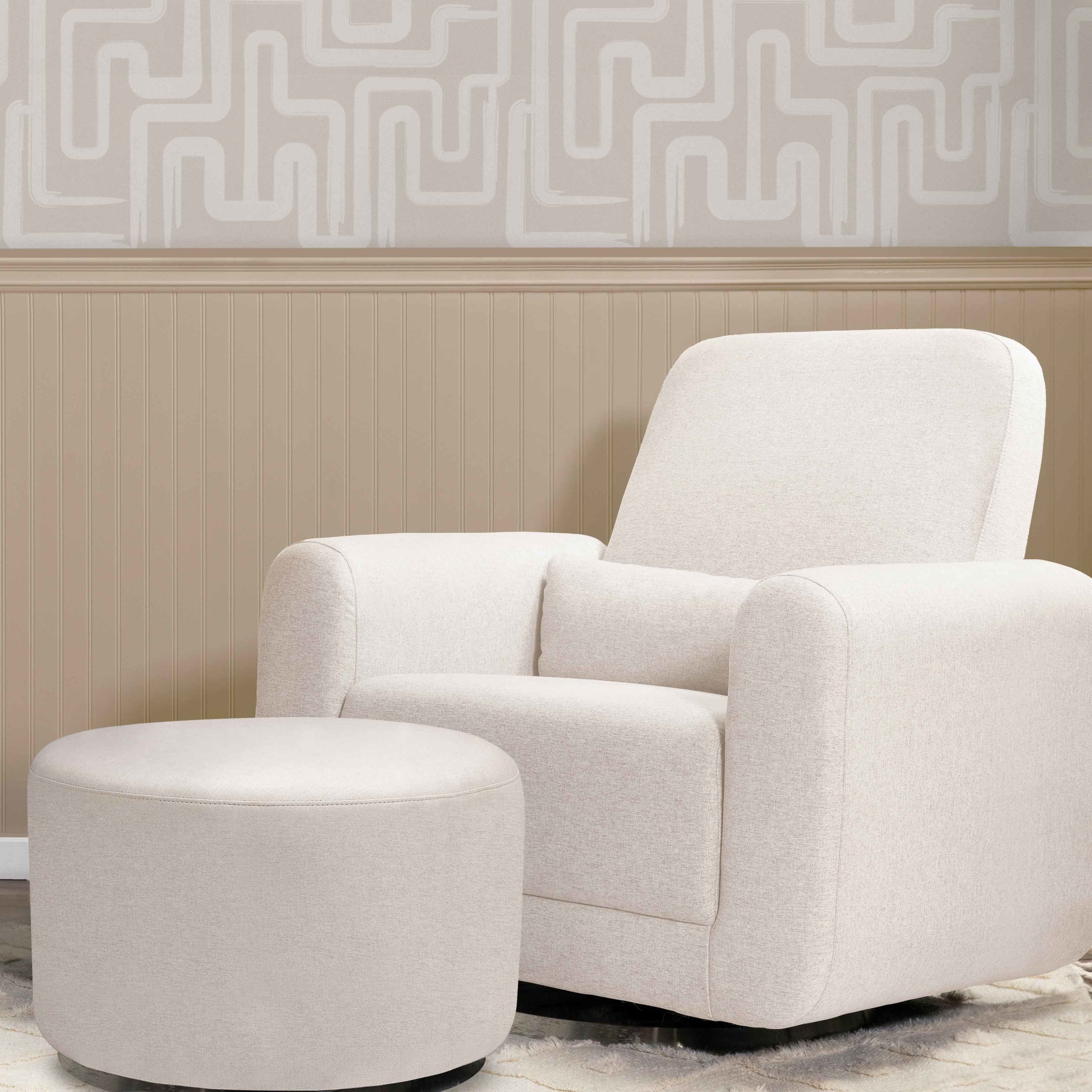 M10185PCMEW,Tuba Gliding Ottoman in Performance Cream Eco-Weave