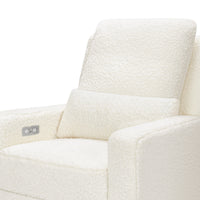 M23085CMSGLB,Sigi Glider Recliner w/ Electronic Control and USB in Cream Shearling w/Light Wood Base