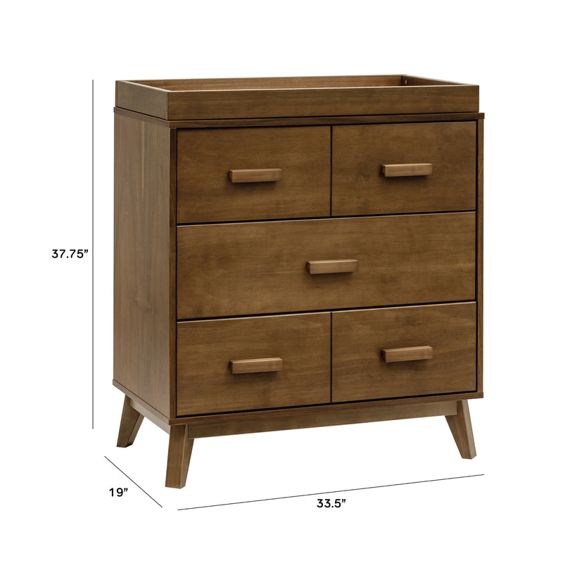 M5823NL,Scoot 3-Drawer Changer Dresser in Natural Walnut