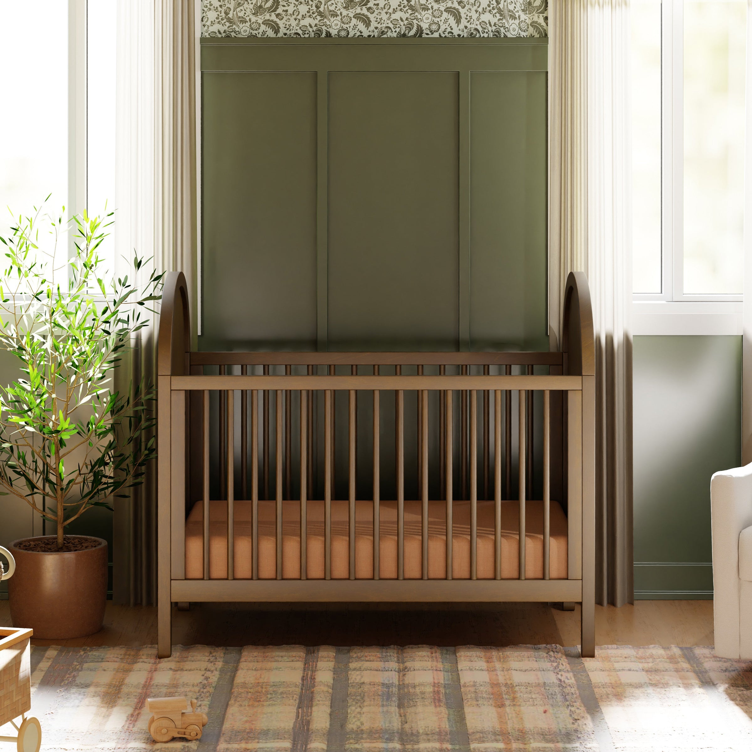 M25601NLNC,Bondi Cane 3-in-1 Convertible Crib w/Toddler Bed Kit in Natural Walnut w/Natural Cane