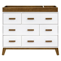 M5826WNL,Scoot 6-Drawer Dresser in White/Natural Walnut