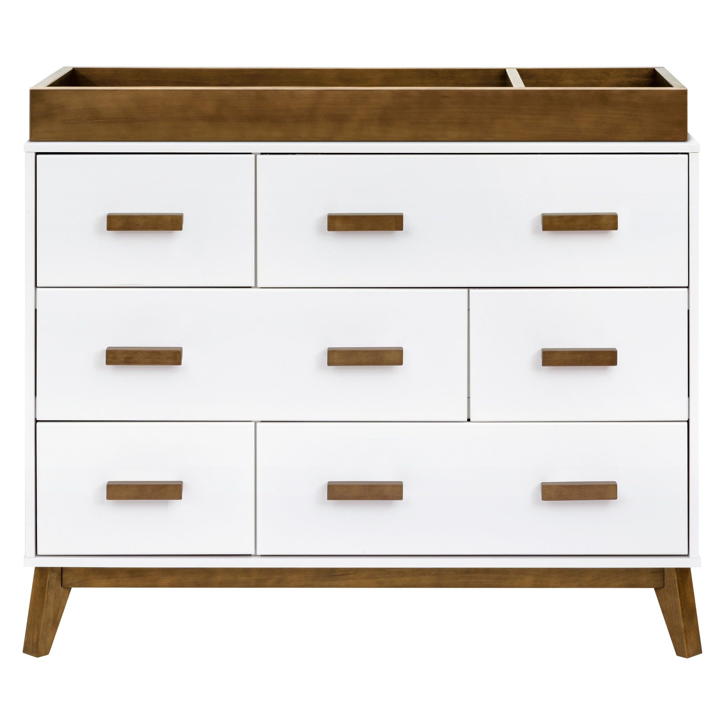 M5826WNL,Scoot 6-Drawer Dresser in White/Natural Walnut