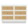 M23716RWHC,Marin with Cane 6 Drawer Assembled Dresser in Warm White and Honey Cane