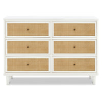 M23716RWHC,Marin with Cane 6 Drawer Assembled Dresser in Warm White and Honey Cane